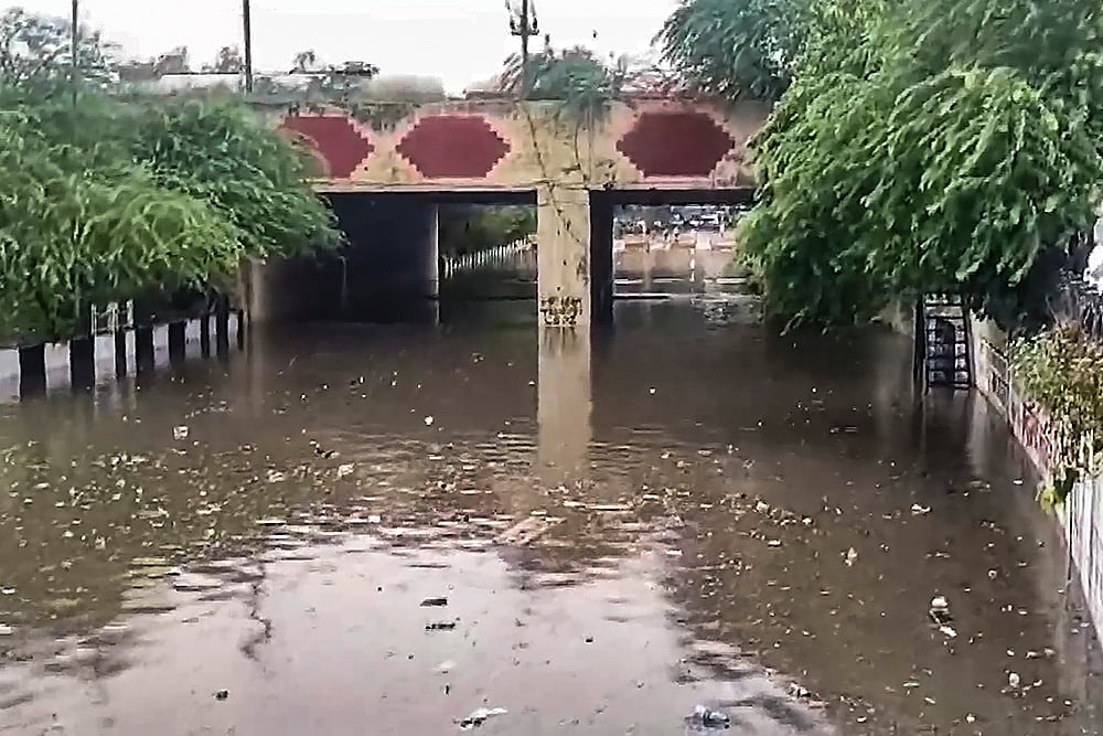 | Photo: PTI : Waterlogging at Zakhira underpass